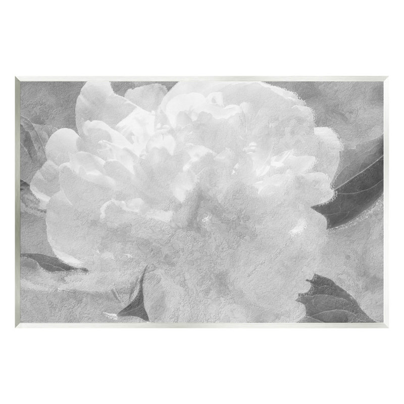 Fleur blanche, art giclée monochrome par Lil 'Rue, H 13 po x l 19 po x P 0,5 po, Plaque murale