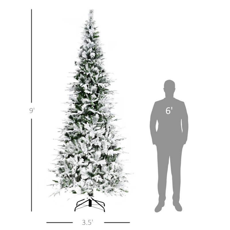 Arbre de Noël artificiel pin enneigé 9 pi avec branches réalistes et 1159 pointes