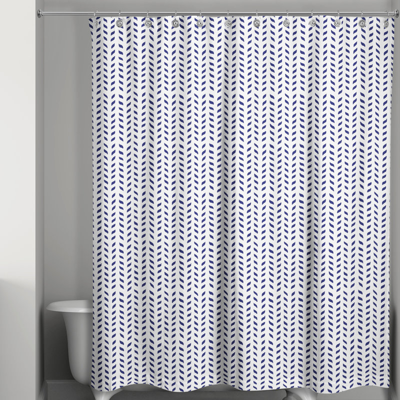 Hyrup Floral Single Shower Curtain, White/Navy