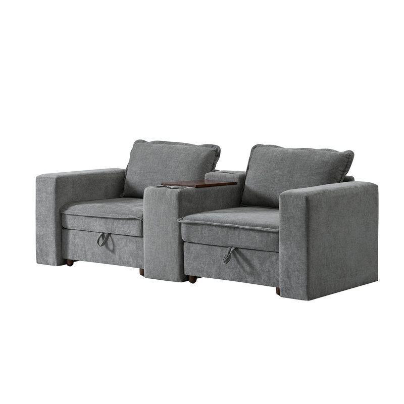 Miriam Modern 2 Seater Corner Sofa with Hidden Storage and USB Port, Grey
