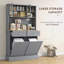 Armoire de rangement pour garde-manger avec station de charge, 2 bacs à ordures inclinables