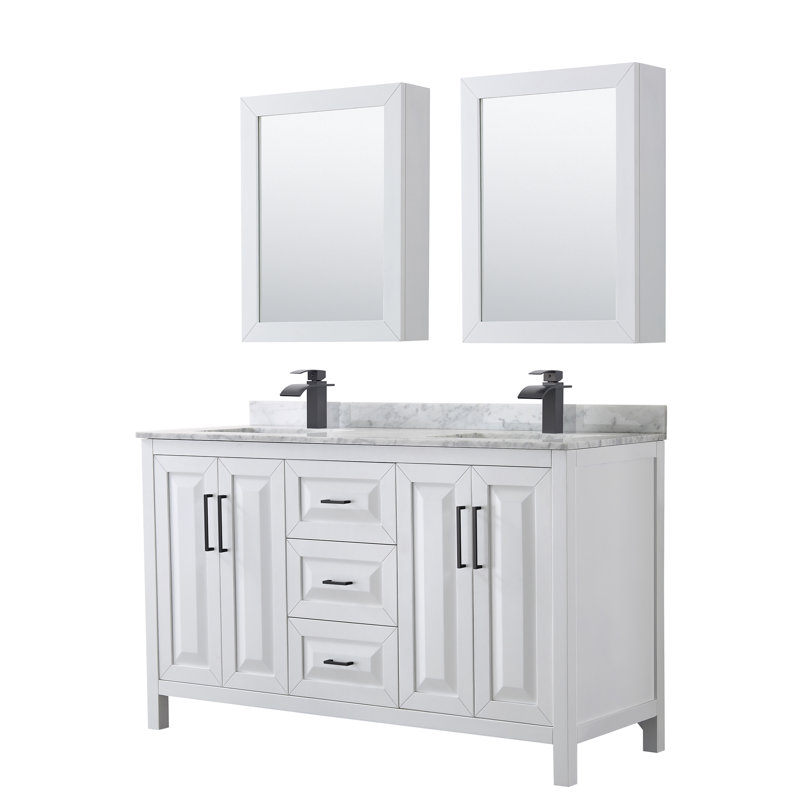 Daria 60'' W Double Vanity, White, Polished Chrome