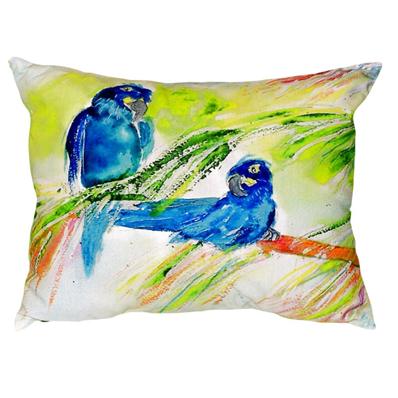  Housse et insert de coussin rectangulaire deux perroquets pour l'extérieur, 11 po x 14 po