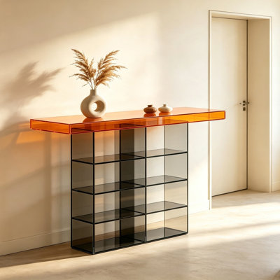 Orange Top Acrylic Console Table