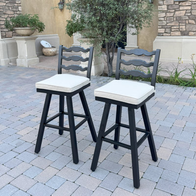 Balwin Aluminum Outdoor Bar Stool with Cushion(set of 2) by Lark Manor