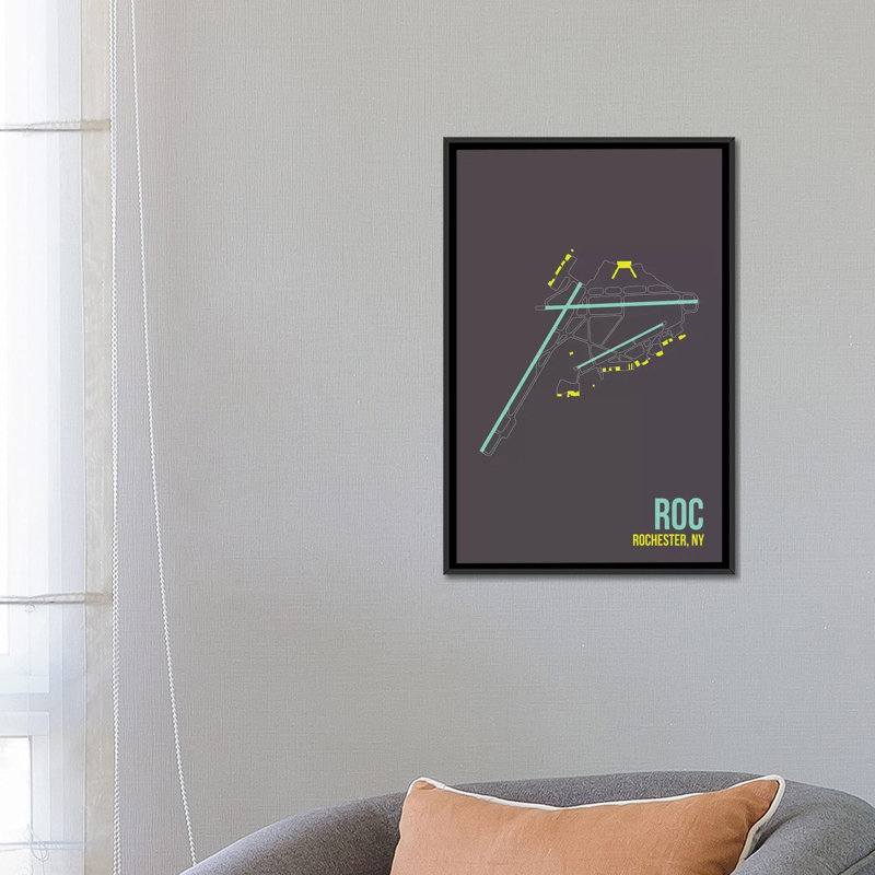 «Metro Rochester», impression sur toile, H 26 po x l 18 po x P 1,5 po, Toile avec cadre noir, Pas de tapis