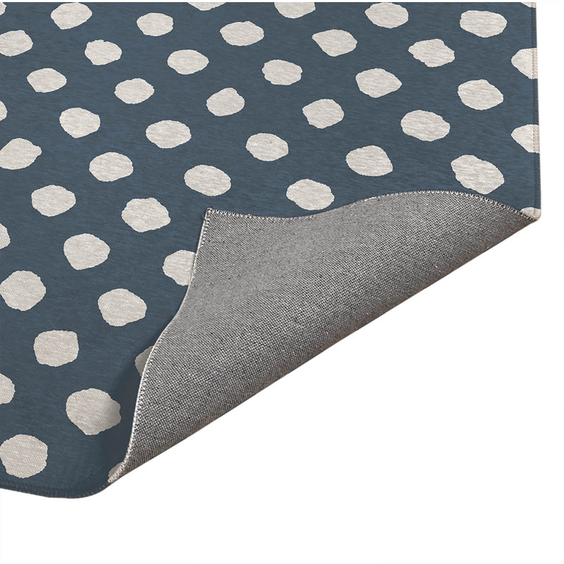 Grand tapis de bureau décoratif à gros pois, L 5 pi x L 3 pi, Bleu