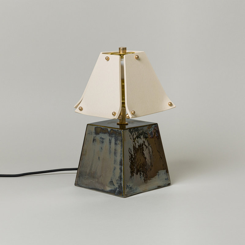 Osen Table Lamp, Obsidian, Bone, 13.5" H x 7.5" W x 7.5" D