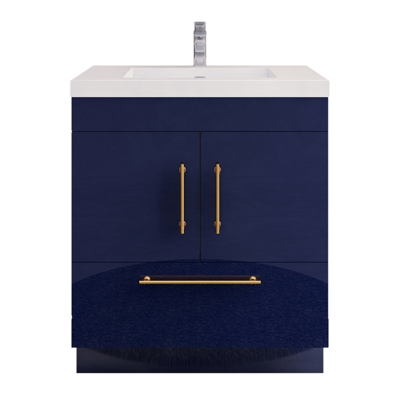 Maplesville 29.53'' Single Bathroom Vanity with Acrylic Top, Navy Blue