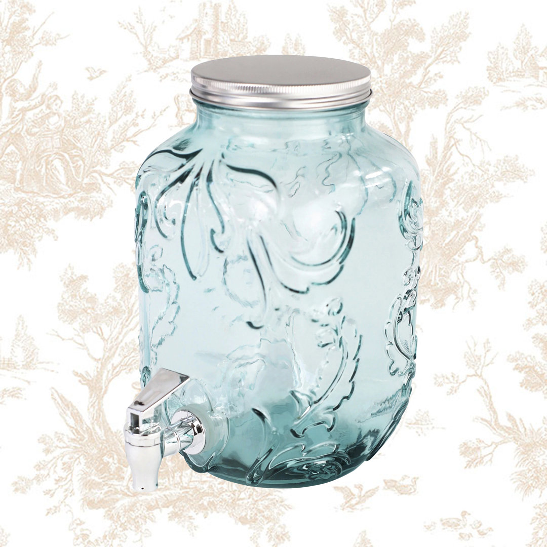 Bara Euro Recycled Glass Liter Mason Jar Beverage Dispenser Euro Ceramica 