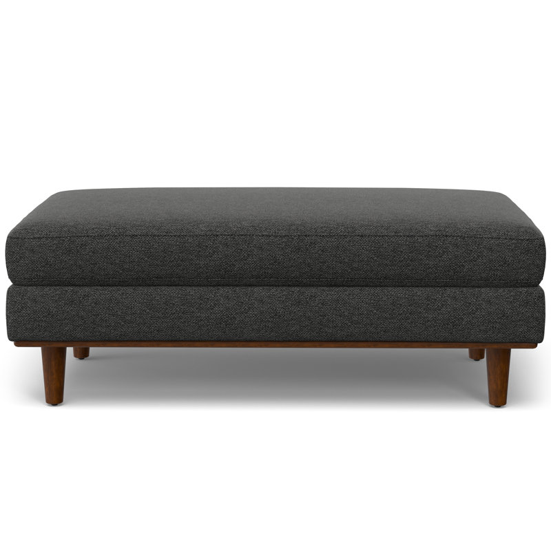 Charcoal Grey Large Rectangular Upholstered Ottoman