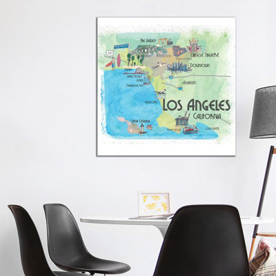 Los Angeles,California Travel Poster 1 Piece Wrapped Canvas Wall Art