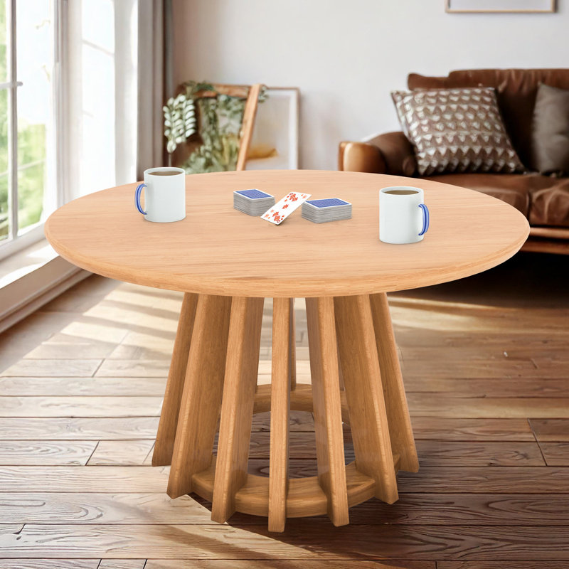 Table basse ronde en bois Khairul, Blonde, H 18 po x L 31 po x l 31 po