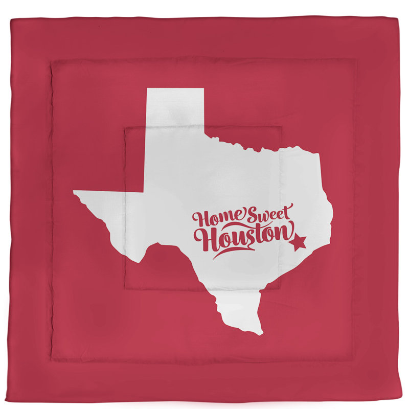 Texas Modern & Contemporary Polyester Percale Comforter, Red/White