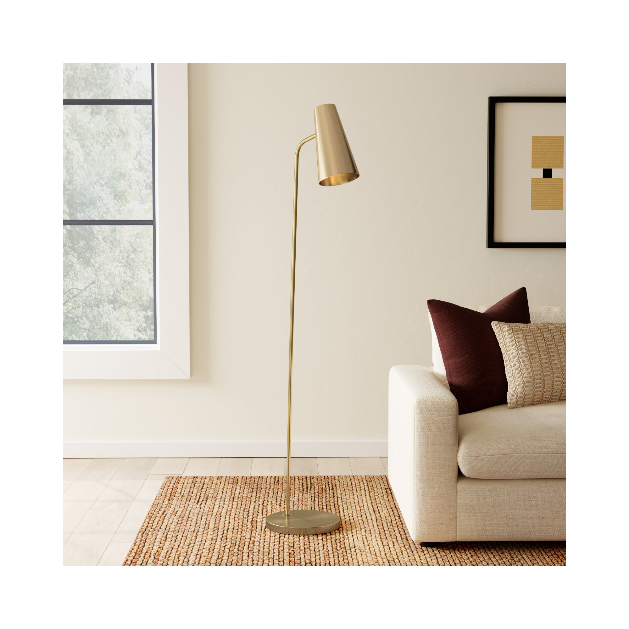 Kelt 66'' Floor Lamp, Brass