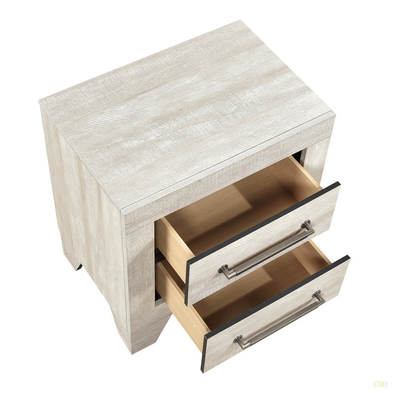 Table de chevet contemporaine avec 2 tiroirs et meubles de chambre à coucher en bois