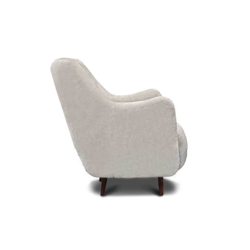 Molly Tufted Armchair, Ivory Wool, Espresso
