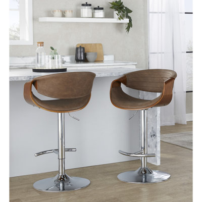 Tabouret de bar réglable pivotant de style Mid-Century