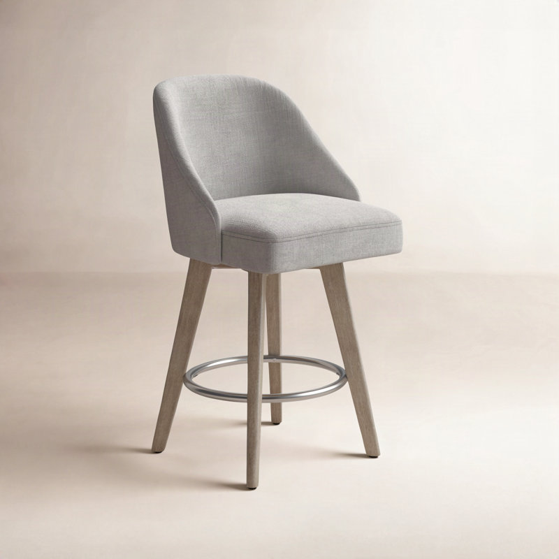 Tabouret de bar pivotant à 360° Pearce Grey avec revêtement rembourré, Gris, 1