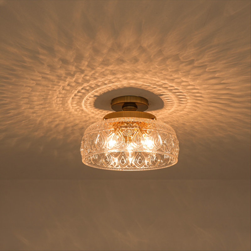 3-Light Glass Bowl Shade Flush Mount