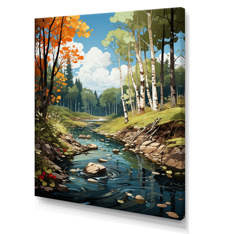 «Ayen Birch Woods Serenity Falls I», reproduction sur toile, H 20 po x l 12 po x P 1 po, Toile tendue
