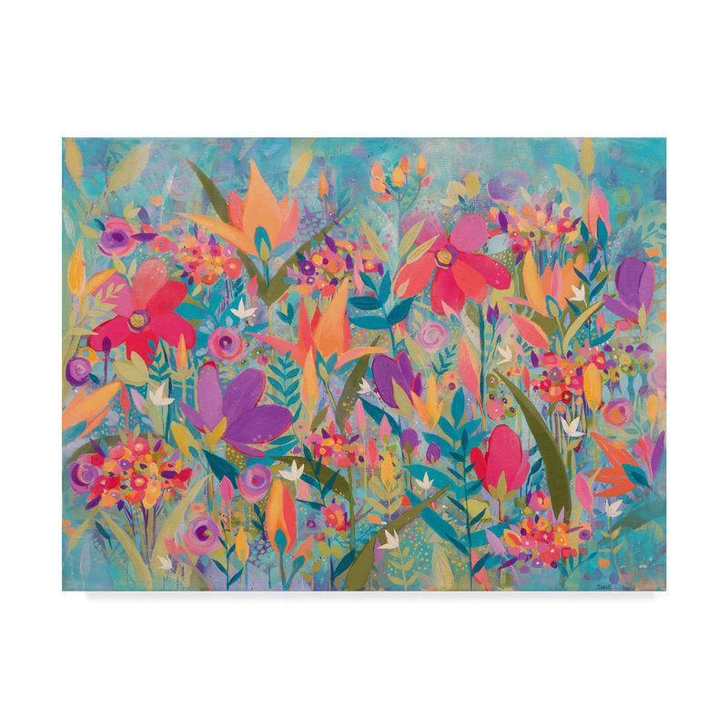 « wild fleurs abstract modern », reproduction de peinture à l’acrylique sur toile tendue, H 18 po x l 24 po x P 2 po