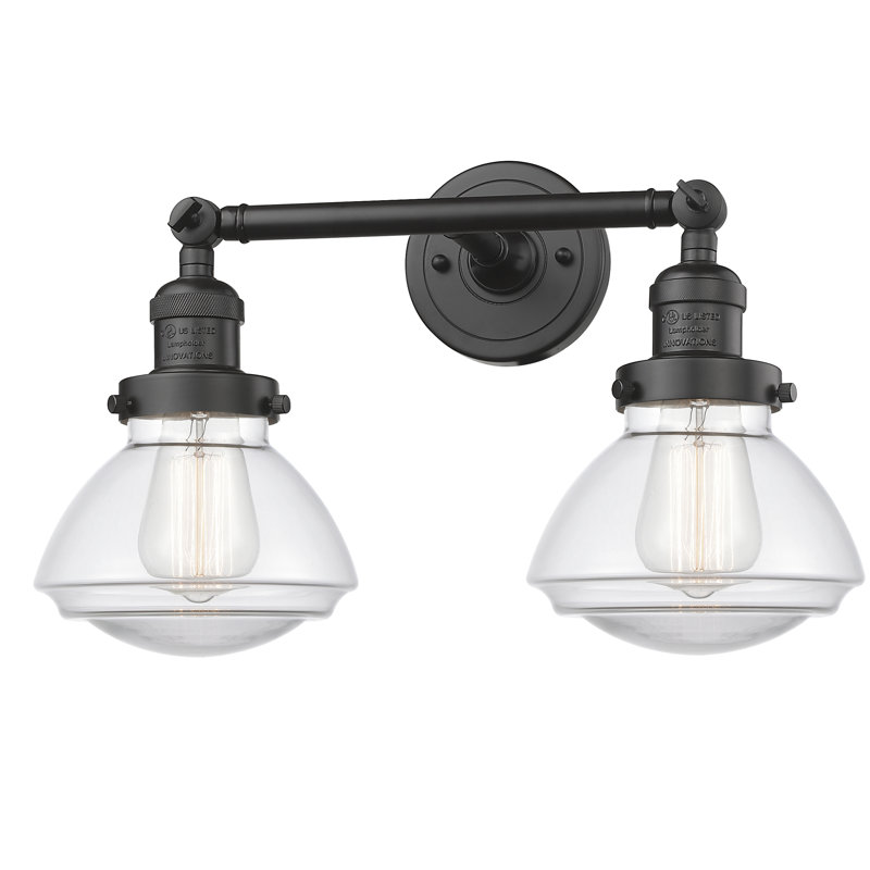 Éclairage pour salle de bain 2 lumières Chesterville, Ampoule incandescente rétro de 60 watts, Transparent, Bronze huilé