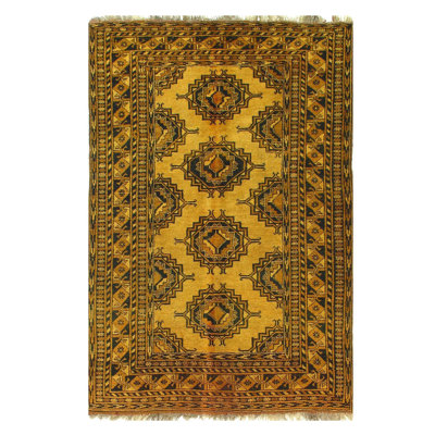 Oriental Handmade Rectangle 4'4" x 6'8" Cotton/Wool Area Rug in Gold/Brown