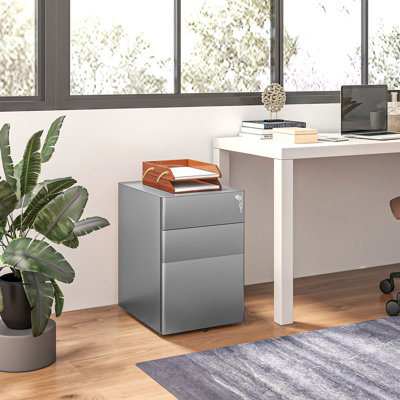 Tukgahgo 3-Drawer Mobile Filing Cabinet Steel Lockable