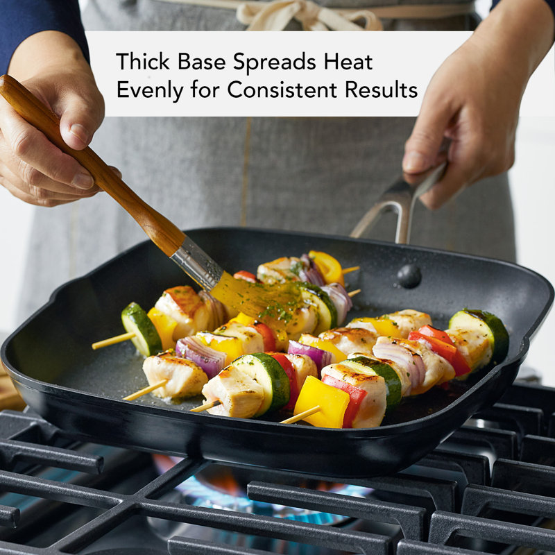 KitchenAid Hard Anodized Induction Nonstick Stovetop Grill / Griddle Pan, 11.25 Inch, Matte Black