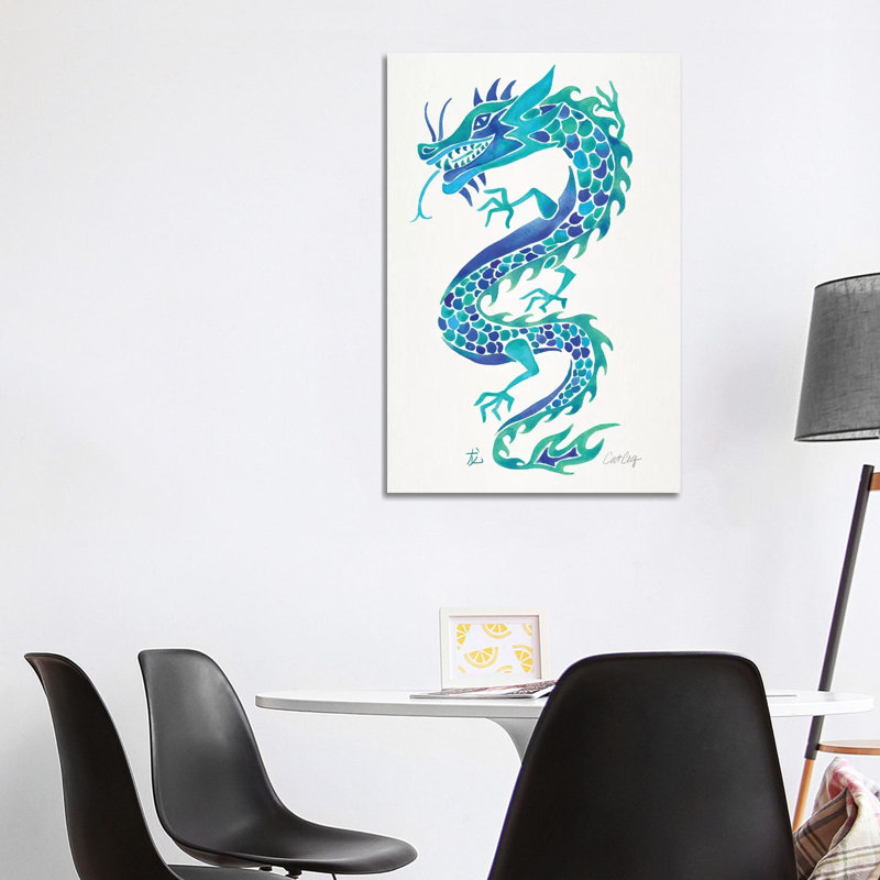 Blues - Chinese Dragon by Cat Coquillette - Wrapped Canvas Painting, 20.32 cm H x 30.48 cm W
