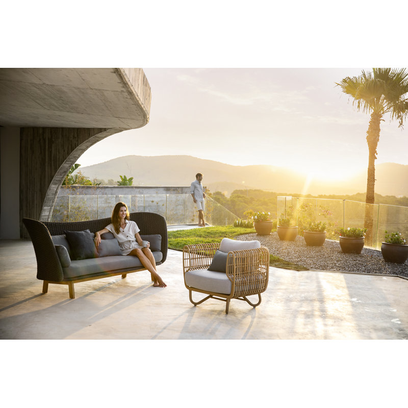 Nest Patio Chair with Cushions, Light Gray, Natural