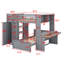 Lit mezzanine avec lit autonome, tablettes, bureau et garde-robe-2062571689