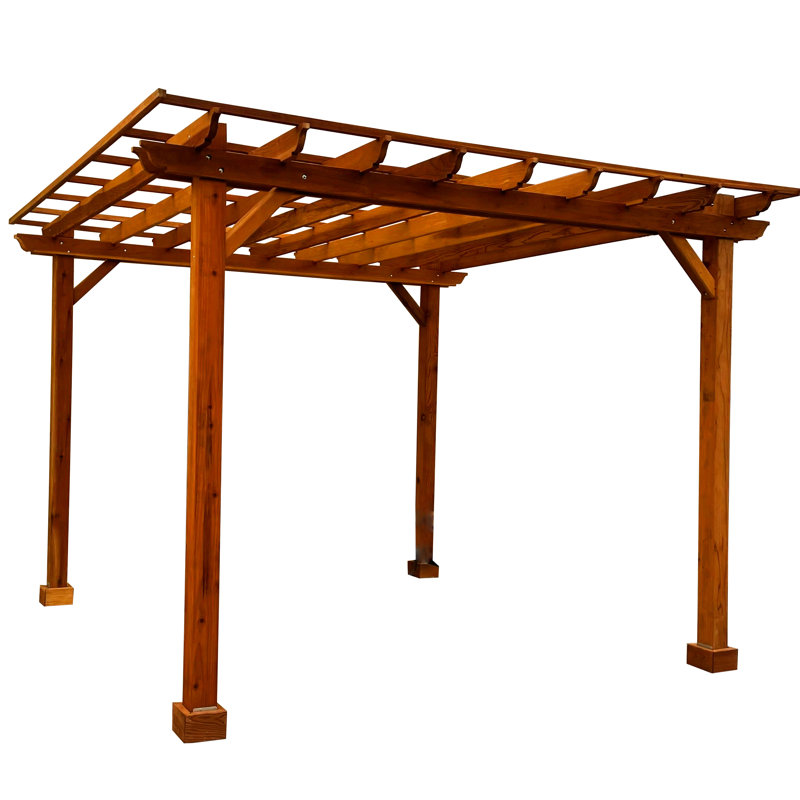 Pergola en bois de sequoia rouge massif, Abri pour voiture l 10 pi. x P 12 pi. po