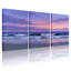 Nautique et plage, ciel mauve, vagues de l'océan, coucher de soleil, plage, sable, ensemble de 3 impressions sur toile-2137167589