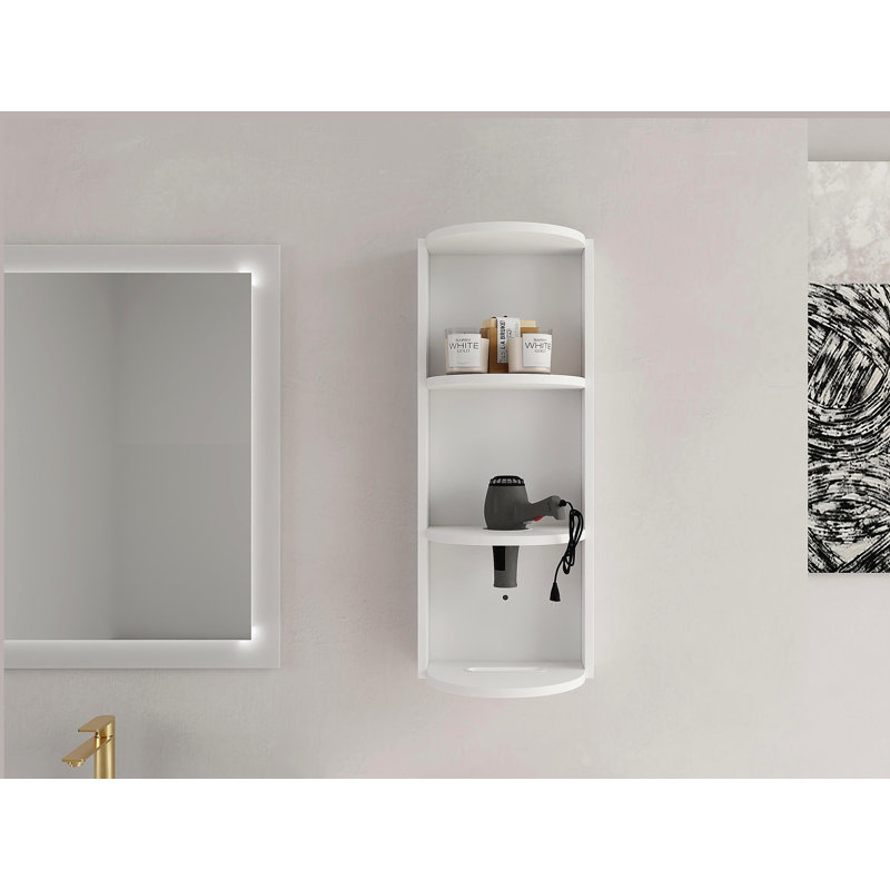 12" Bathroom Wall-Mounted Storage Rack, White