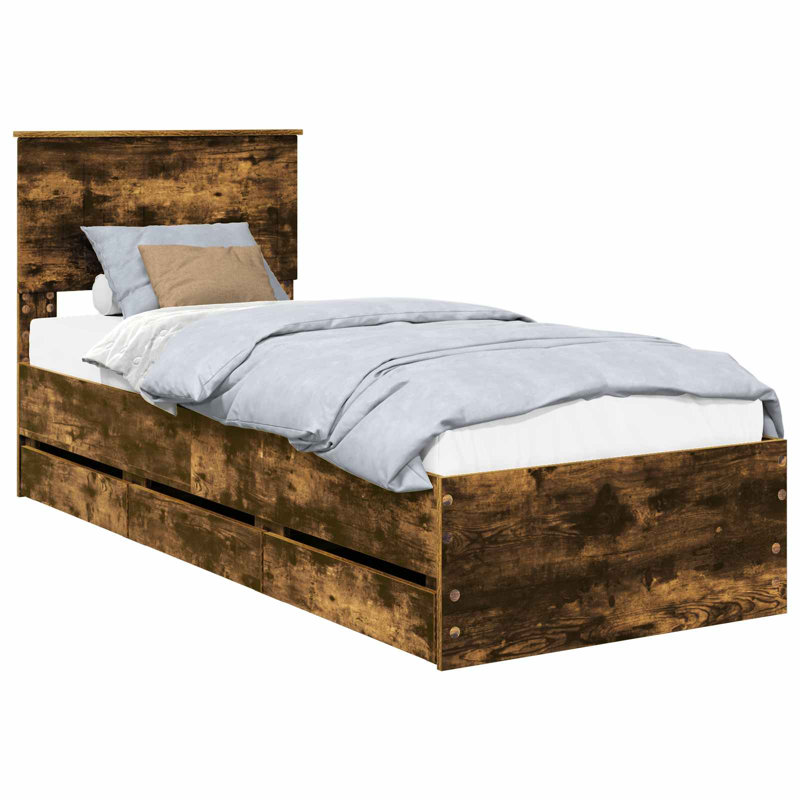 Bed, Smoked Oak, Small Single (2'6)