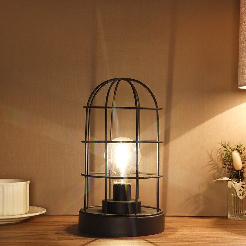 9.5'' Battery Powered Outdoor Table Lamp, Black