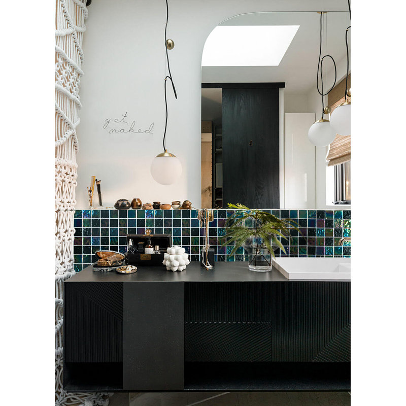 2" x 2" Glass Mosaic Sheet Tile, Midnight Lagoon