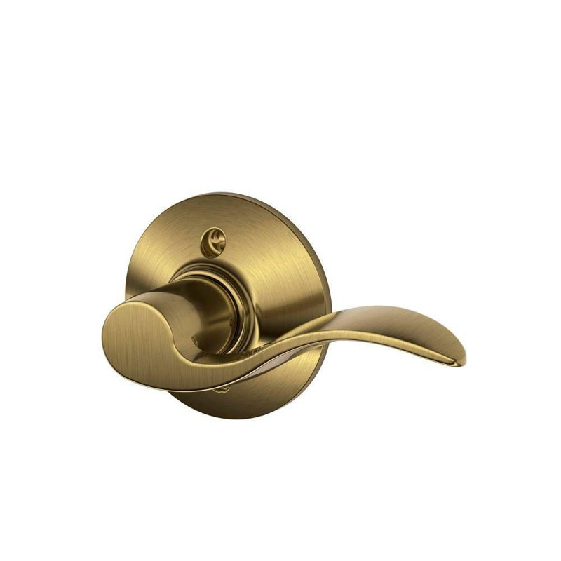 Accent Lever Non-Turning Lock, Right Hand, Antique Brass