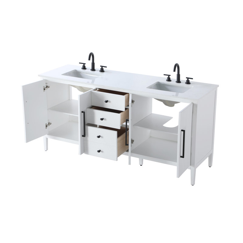 Meuble-lavabo double 72 po, Blanc