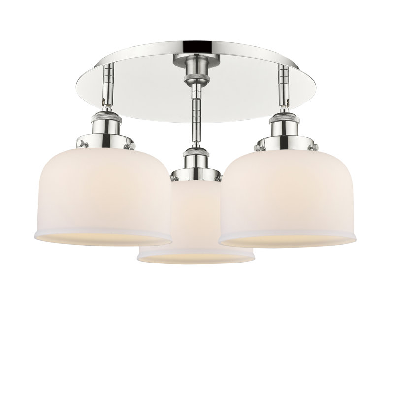 Bejtullah Glass Flush Mount, Matte White, Polished Nickel