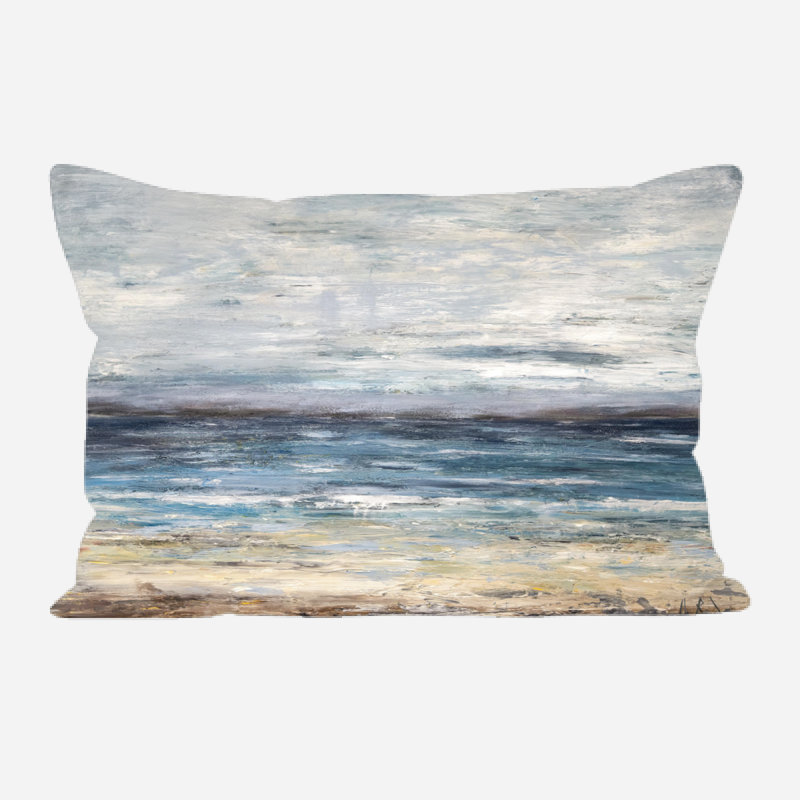 Linen Pillow Cover & Insert, 17" x 17", Square, Blue/Brown/Gray Abstract