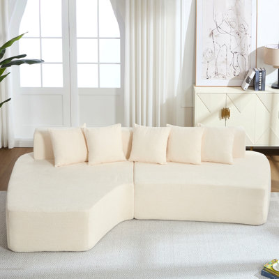 Canapé modulaire à compression avec méridienne confortable, canapé à compression irrégulière en forme de L avec siège profond, canapé-lit modulaire minimaliste pour salon