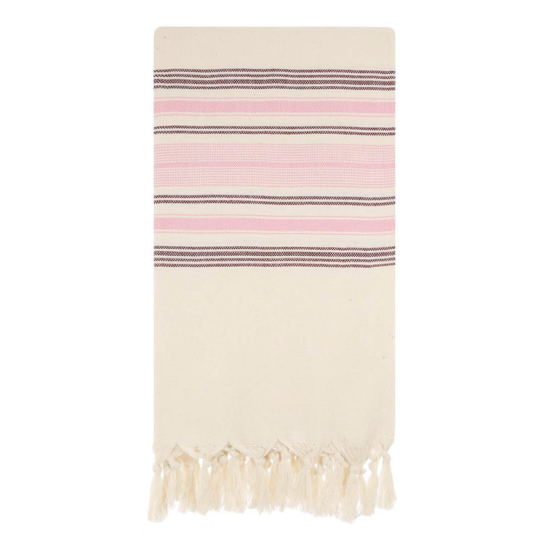Turkish Cotton Lightweight Beach Towel, Baby Pink Burgundy