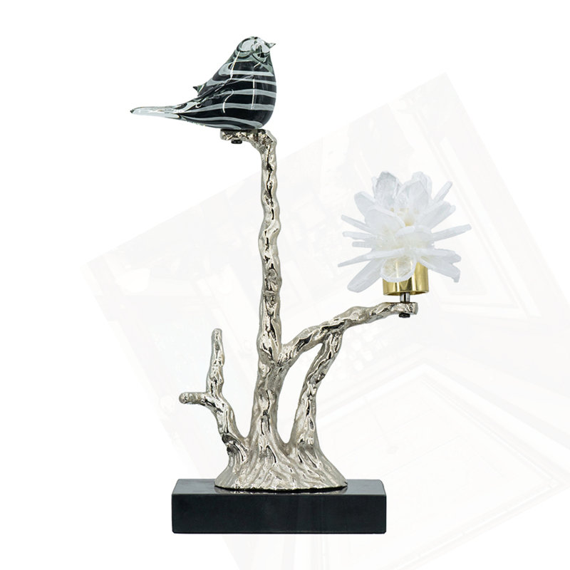 Aluminum Candle Holder With Marble Stand, 8X5x15", Gray/White