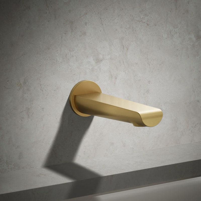 Avid Wall-Mount Bath Spout, Vibrant Brushed Moderne Brass
