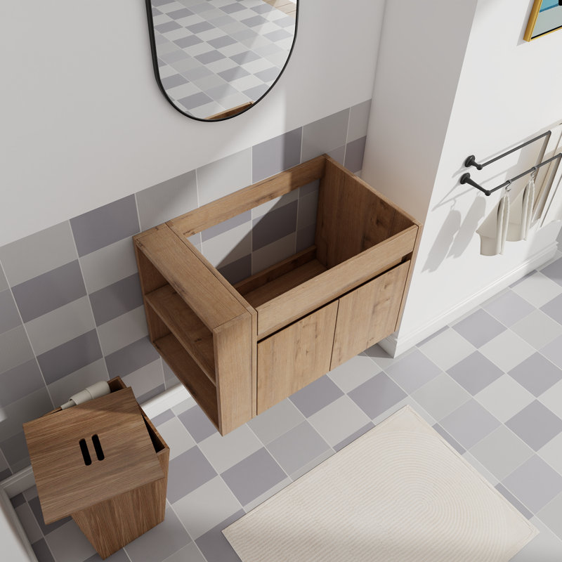 Meuble-lavabo de salle de bain 1 pièce en contreplaqué 29 "en chêne seulement, tablette ouverte