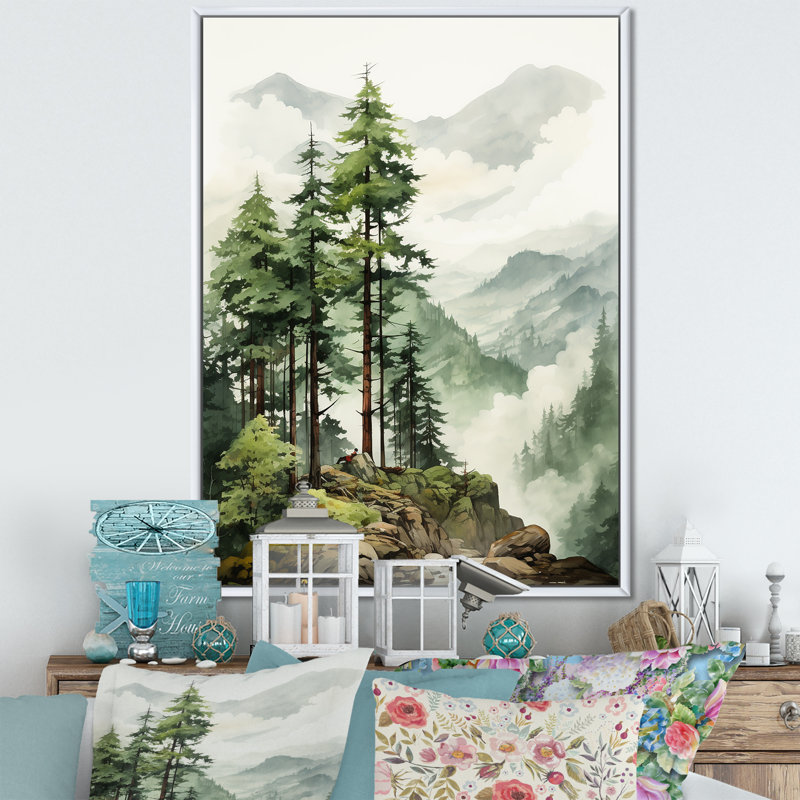 «Softwood Redwood Trees In Us Forest II», reproduction sur toile encadrée, Cadre flottant blanc, 20" H x 12" W