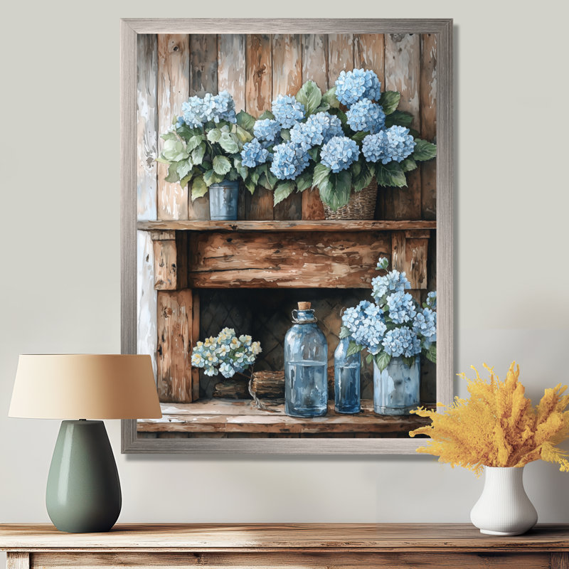 Imaya - Floral Wall Art Prints, Argent argent, H 32 po x l 24 po, Reproduction encadrée d'une seule photo